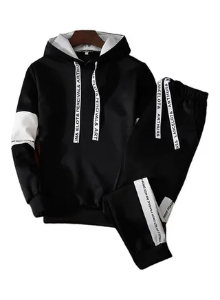Long-Sleeved Sportswear Top And Pants black 