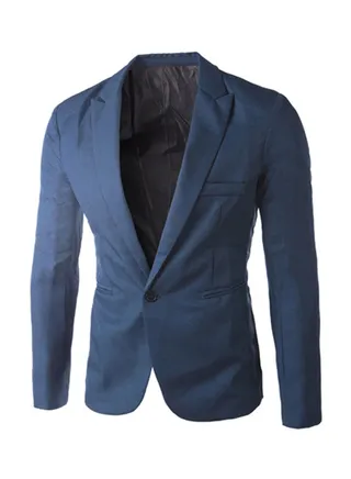 Solid Pattern Casual Blazer Sapphire Blue 