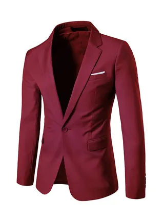 One Button Casual Blazer Red 