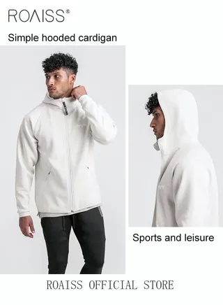 Men's Zipper Up Hooded Sweatshirt with Pockets Fall Winter Clothing for Men Sports Sweater Activewear Outerwear Loose Jacket Plus Size Solid Color Printed Cardigan Coat Black 