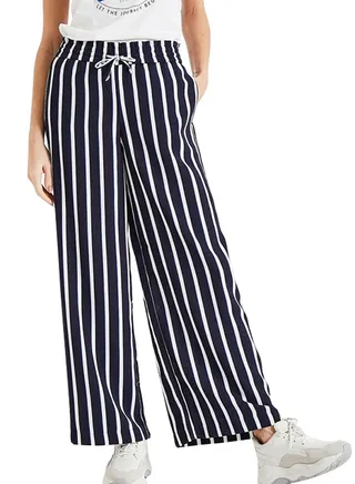 Striped Wide Leg Pants Navy 