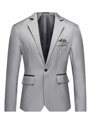 Groomsman Groom Single Row and One Button Cotton Coat Grey 