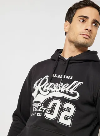Logo Chest Print Hoodie Black 