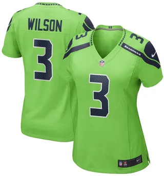 Women's Russell Wilson Neon Green Seattle Seahawks Alternate Game Jersey