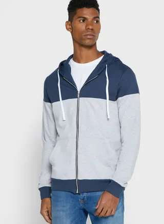 Colourblock Hoodie Grey/Navy 