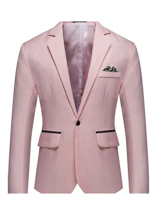 Groomsman Single Row And One Button Suit Casual Coat Pink 
