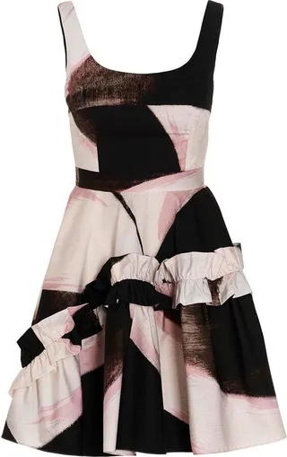 Alexander McQueen Abstract-Printed Scoop Neck Mini Dress
