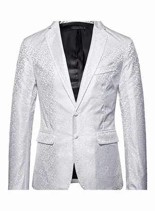 Suit Slim Type Large Size Embossed Craft Blazer white 