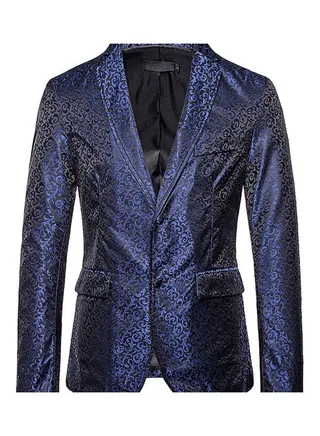 Suit Slim Type Large Size Embossed Craft Blazer Navy 