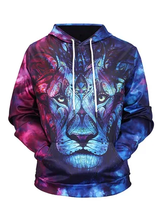 3D Printed Long Sleeves Hoodie Multicolour 