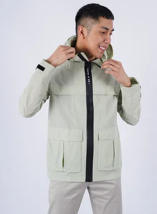 Men’s Zipper Secured Big Size Front Pockets Hoodie in Sea Foam 