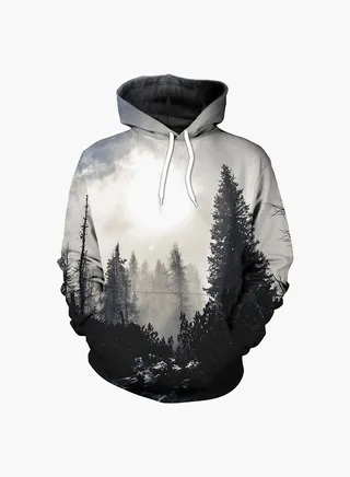 3D Printing Long Sleeve Hoodie White/Grey 
