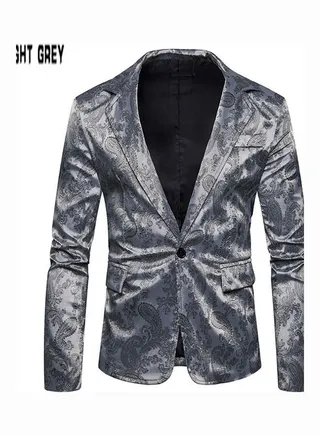 Deep V-Neck Single Button Coat Light Grey 
