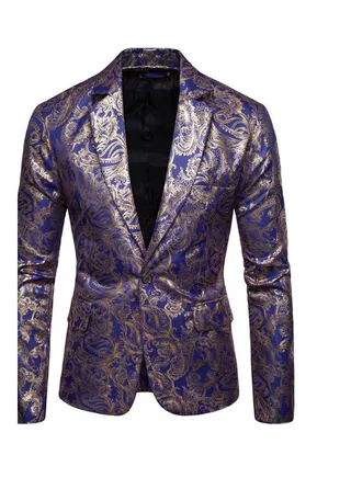 Printed Suit Royal Blue/Gold 