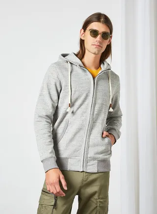 Essential Zip Through Hoodie Light Grey 