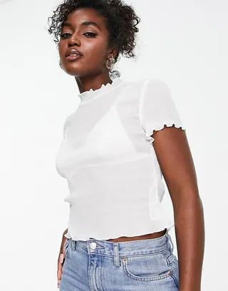 ASOS DESIGN high neck short sleeve shirred top