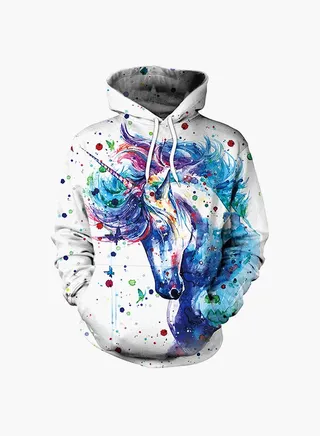 3D Printing Long Sleeve Hoodie White/Blue 