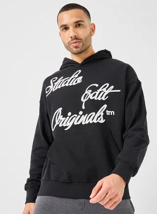 Slogan Print Oversized Hoodie