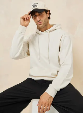 Relaxed Fit Fleece Hoodie with Kangaroo Pocket 