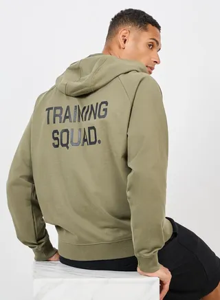 Oversized Front and Back Training Squad Print Athleisure Terry Hoodie