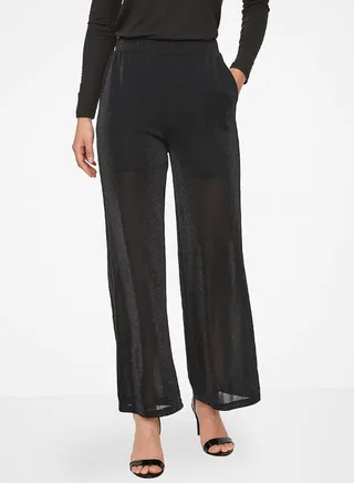Shimmery High Waist Pants Black 