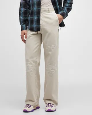 Men's Distressed Denim Chino Pants