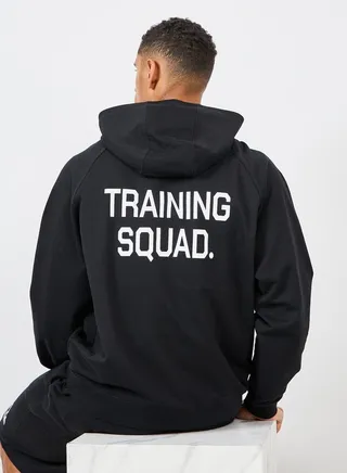 Oversized Front and Back Training Squad Print Athleisure Terry Hoodie