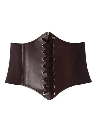 Splice Lace-Up Corset Coffee 