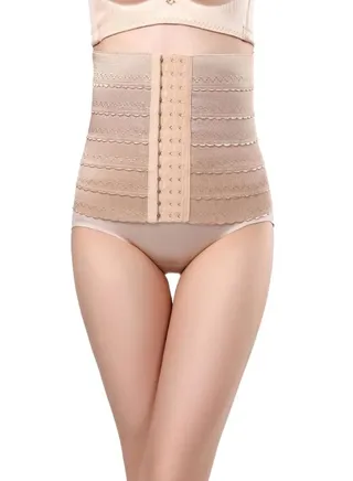 Hook Closure Slimming Corset Beige 