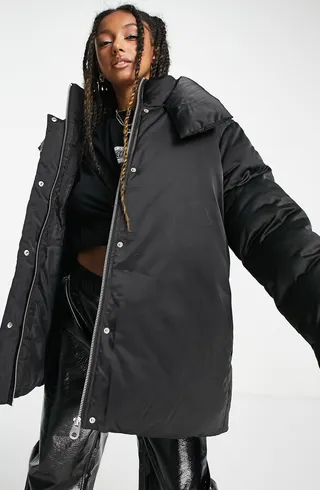 Satin Longline Puffer Jacket