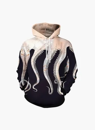 3D Printing Long Sleeve Hoodie Black/Beige 