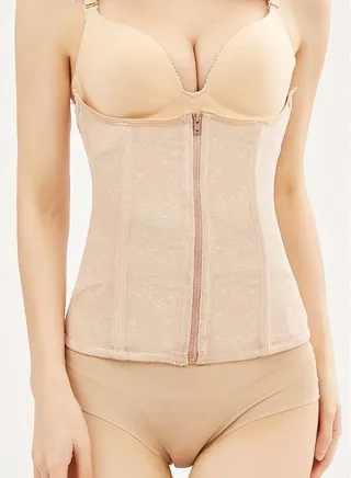Postpartum Breathable Zipper Closure Slimming Corset Beige 