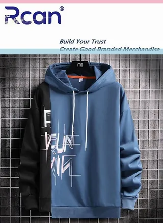 Men's Hoodie Pullover Color Block Sweatshirts Long Sleeve Hoody Drawstring Casual Tops for Men 
