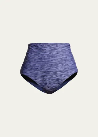 Lydia Textured High-Waisted Bikini Bottoms