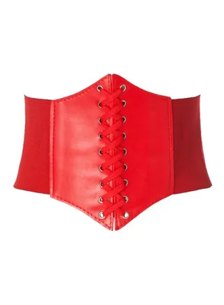 Splice Lace-Up Corset Red 