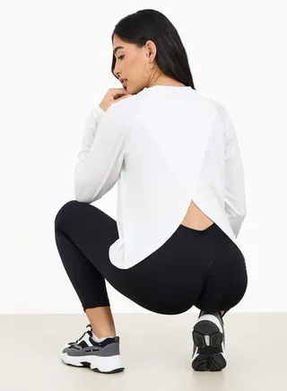Back Wrap Over Detail Long Sleeve Top