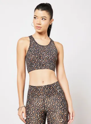Leopard Print Crop Top Multicolour 
