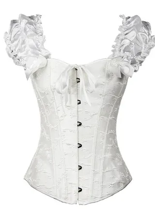 Double Shoulder Steel Bone Corset White 