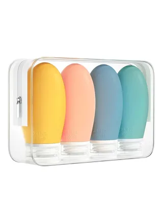 100ml silicone travel bottle for toiletries, 4 pack leak proof refillable squeezable containers for lotion liquid shampoo, BPA free and TSA approved travel accessories 