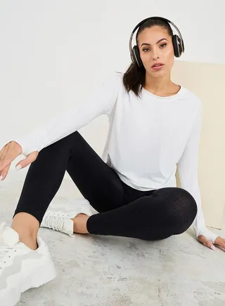 Drop Shoulder Thumbhole Detail Top - UV Protection SPF50+ 
