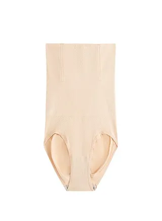 High Waist Postpartum Corset Pants Beige 