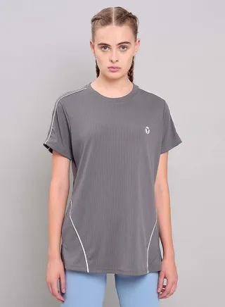 Contrast Piping Detail Longline Active T-Shirt