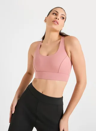 Cross Over Strap Broad Underband Medium Support Sports Bra 