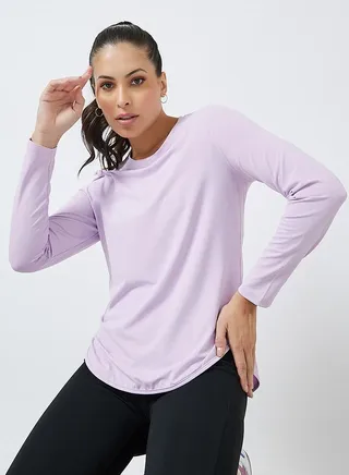 Curved Hem Textured Top - UV Protection SPF50+ 