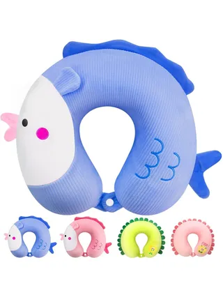 SYOSI Cartoon Travel Pillow U-Shaped Elasticity Neck Pillow for Adults, Kids, Children, Cute Plane Pillow for Home Office Camping Travelling Sleeping 