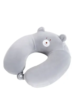 Lovely Animal Memory Foam Travel Pillow, U Shaped Neck Support Travel Pillow, Portable Washable Microfiber Cover Headrest, Suitable for Airplane, Car, Home & Office (Gray) 