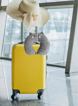 Travel Pillow U Shaped with Sleeping Eye Cover (Gray) 