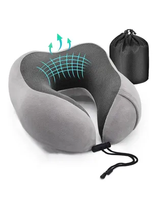 Travel Pillow, Memory Foam Soft Neck Pillow for Travel Portable, Washable Pillow Cover, Neck Perfect Support, Comfortable Head Cushion Support Accessories for Sleeping Rest, Airplane Car Home Use 