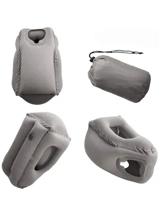 Inflatable Travel Pillow, Airplane Neck Pillow for Sleeping to Comfortably Support Head, Neck and Chin for Airplanes, Trains, Cars, Office Napping 