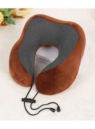 Travel Pillow Memory Foam Neck Pillow U Shape Head Pillow Comfortable Breathable Cover Pillow for Car Airplane Bus Train Travel Home Use Brown 